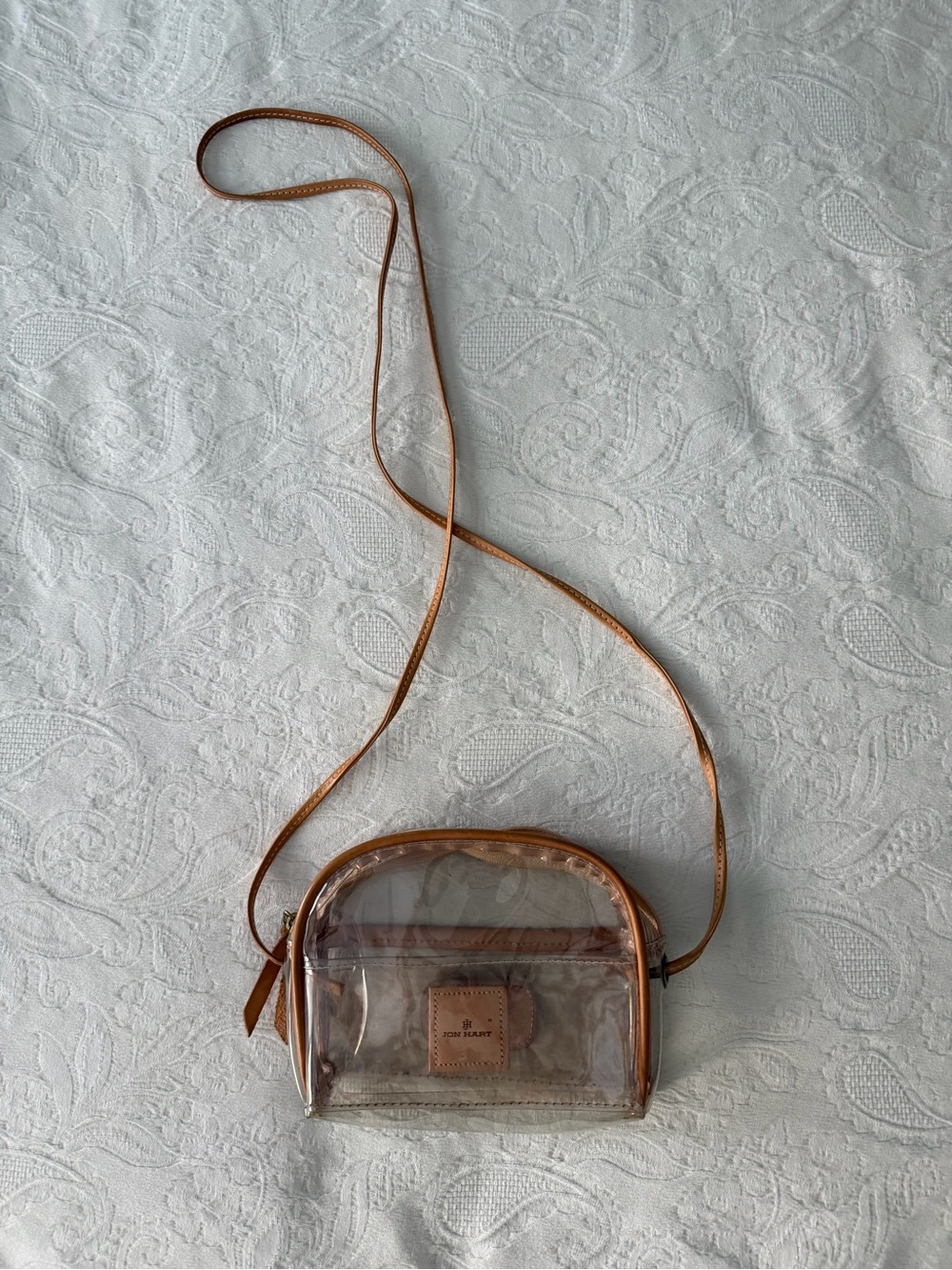 Jon Hart Texas Clear Crossbody Bag with Tan Trim